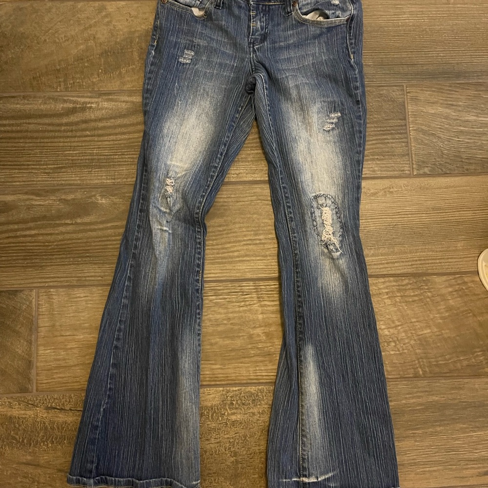Vanity Distressed Flare Jeans - Blue